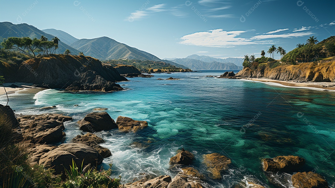 Uma cena costeira no Parque Nacional Tayrona