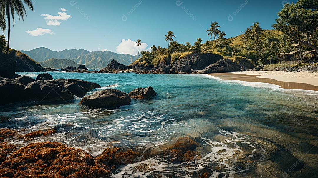 Uma cena costeira no Parque Nacional Tayrona