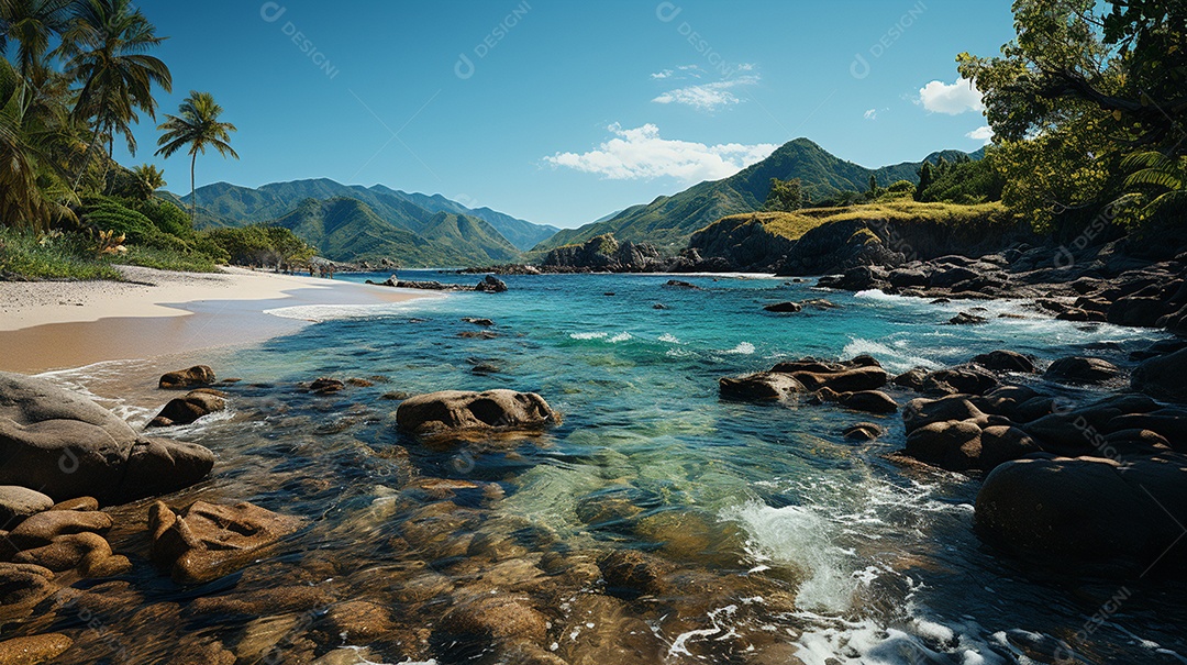 Uma cena costeira no Parque Nacional Tayrona