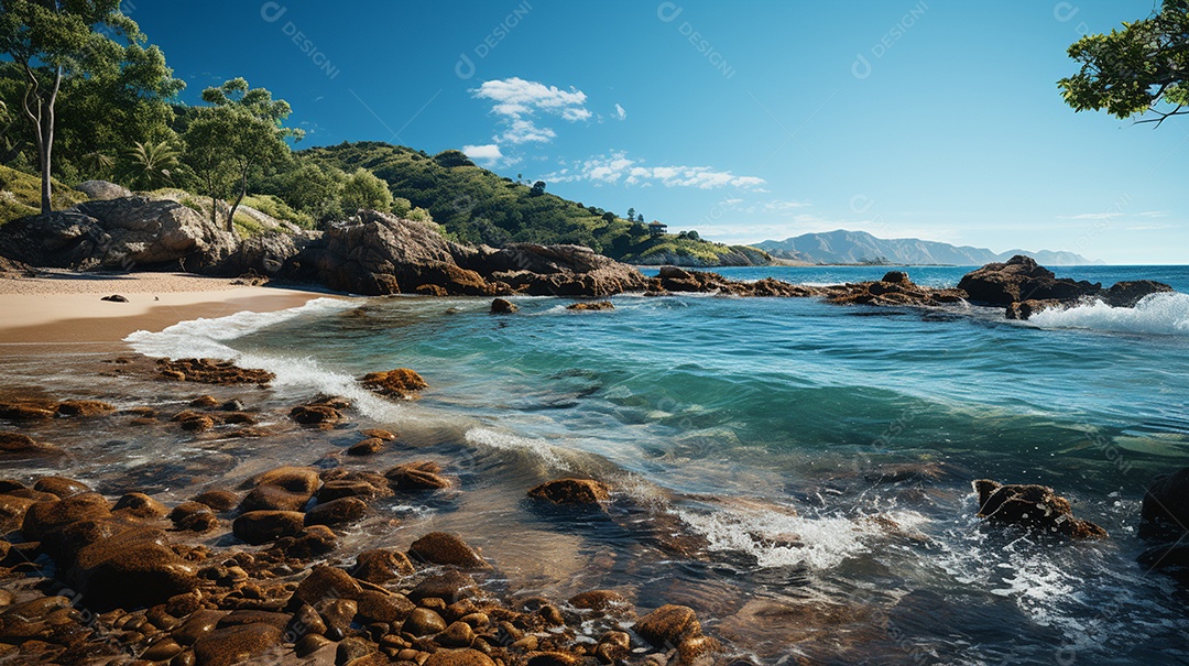 Uma cena costeira no Parque Nacional Tayrona