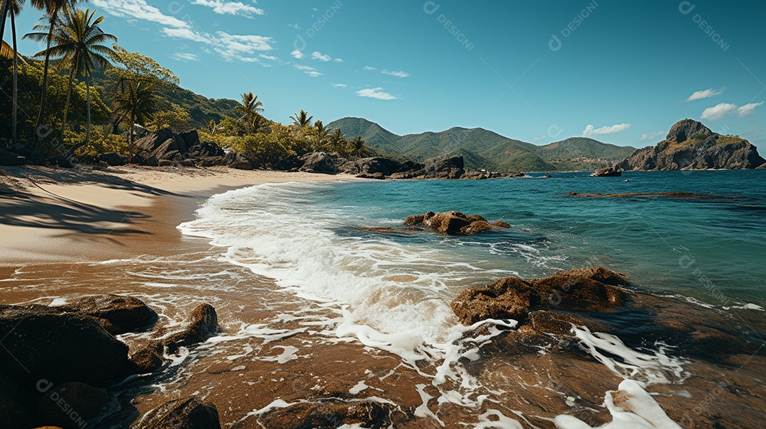 Uma cena costeira no Parque Nacional Tayrona