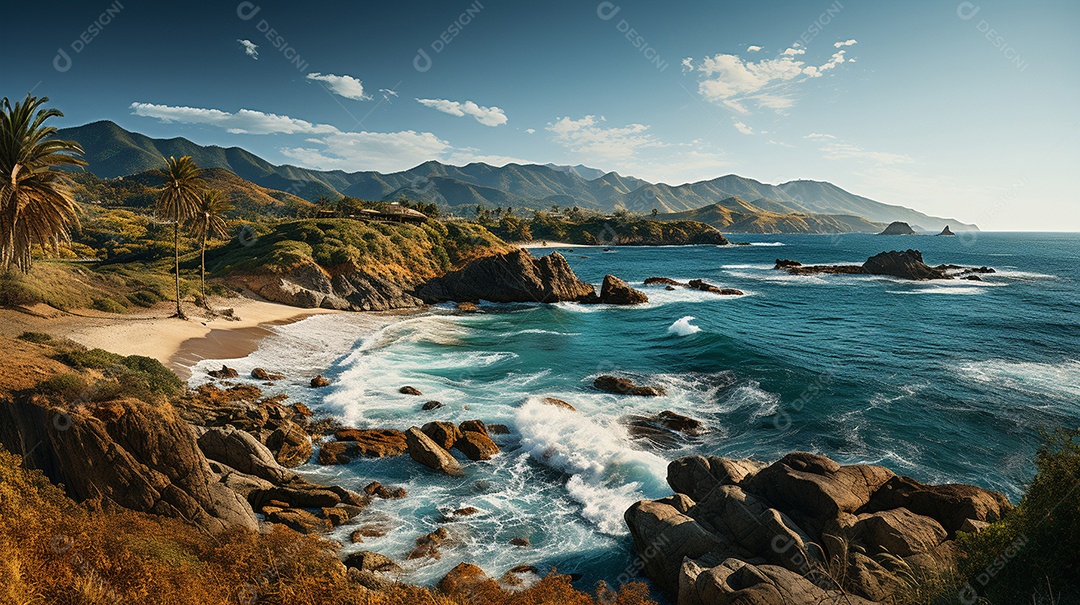 Uma cena costeira no Parque Nacional Tayrona