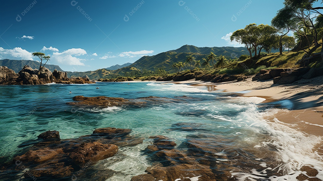 Uma cena costeira no Parque Nacional Tayrona