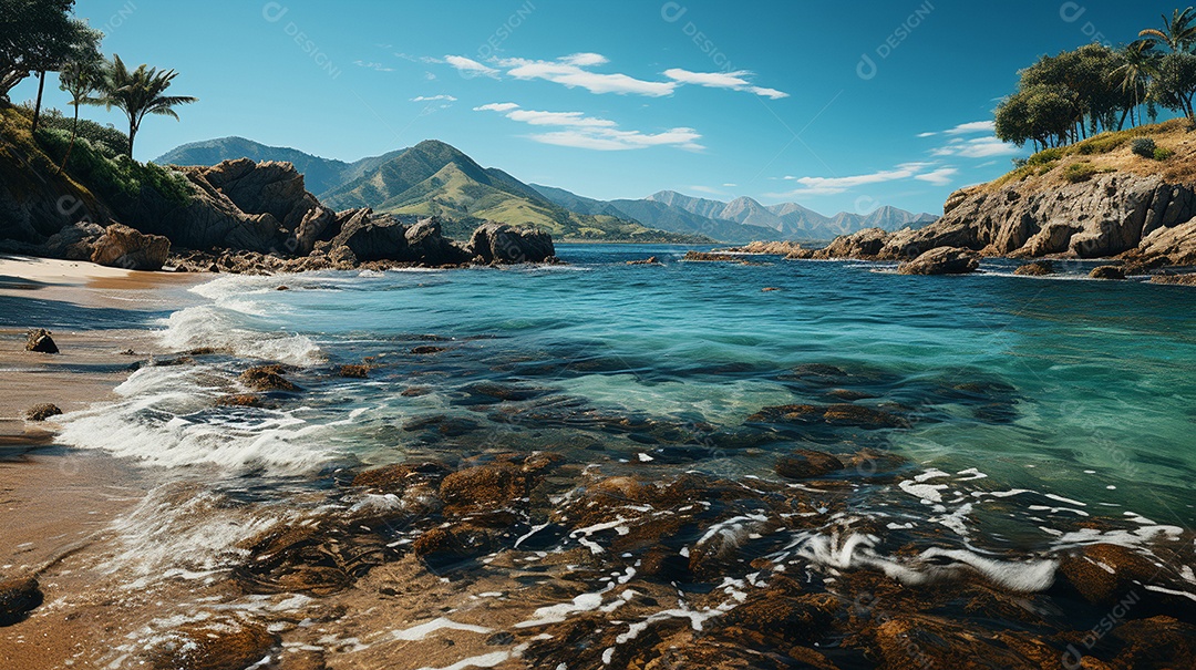 Uma cena costeira no Parque Nacional Tayrona