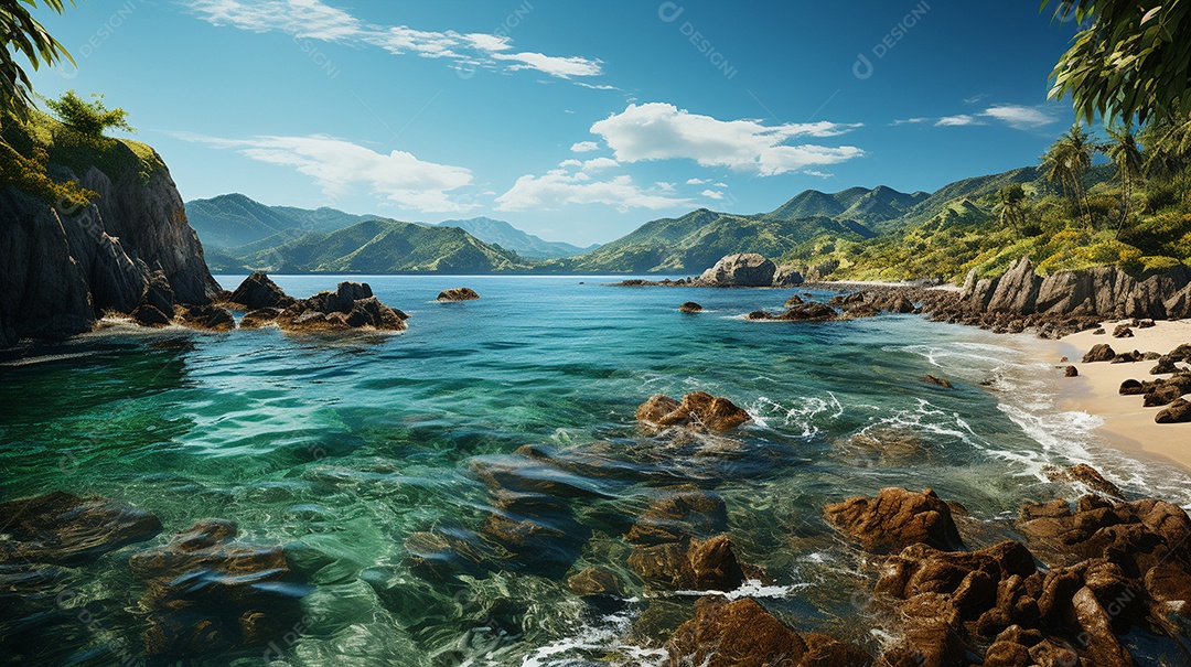 Uma cena costeira no Parque Nacional Tayrona