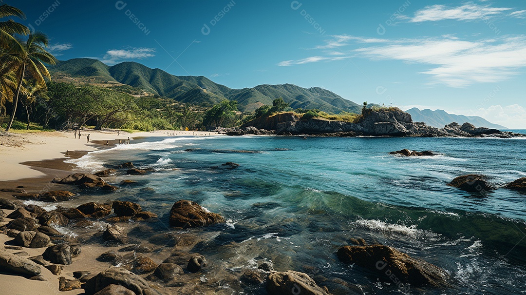 Uma cena costeira no Parque Nacional Tayrona