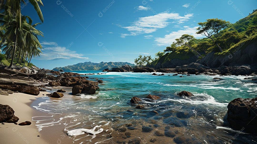 Uma cena costeira no Parque Nacional Tayrona