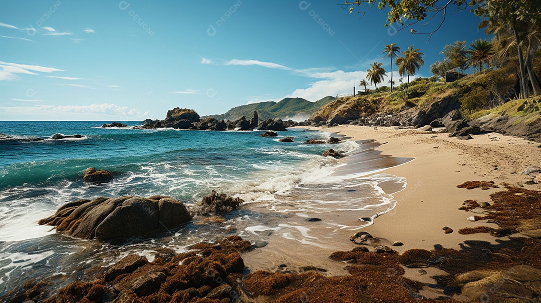 Uma cena costeira no Parque Nacional Tayrona