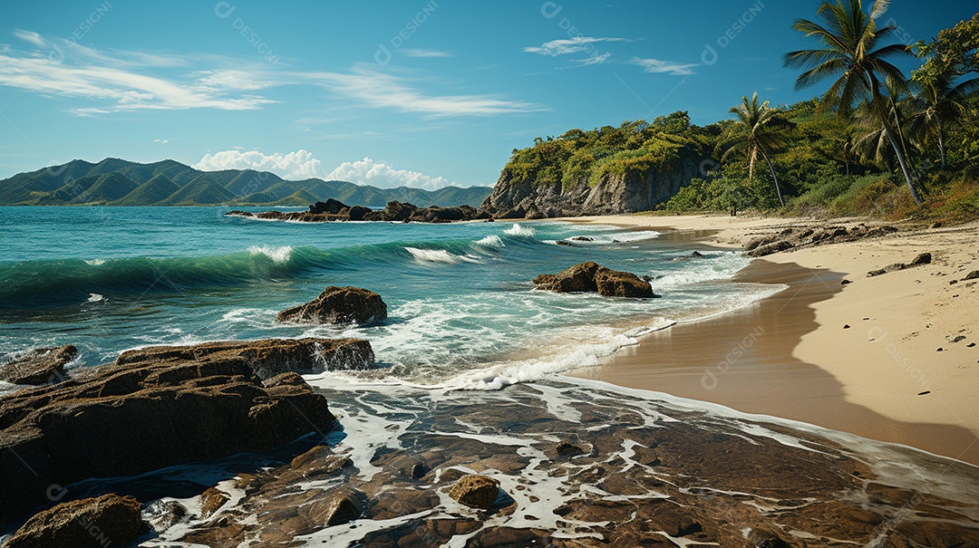 Uma cena costeira no Parque Nacional Tayrona