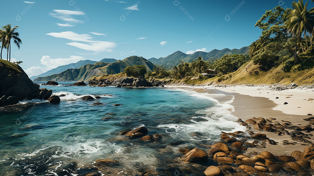 Uma cena costeira no Parque Nacional Tayrona