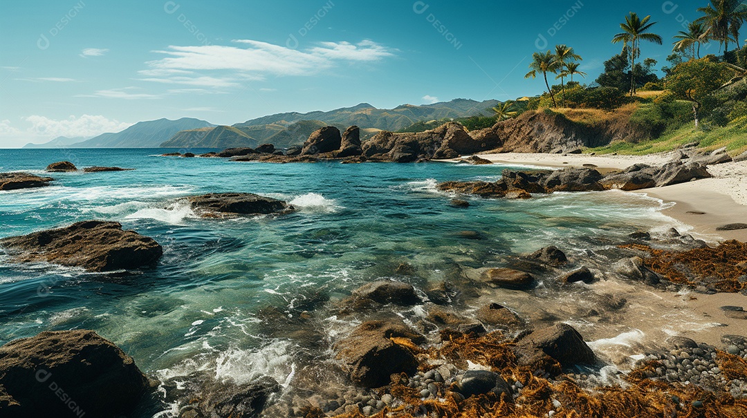 Uma cena costeira no Parque Nacional Tayrona