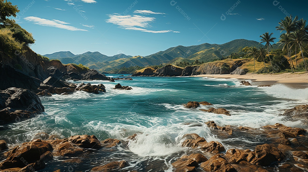 Uma cena costeira no Parque Nacional Tayrona