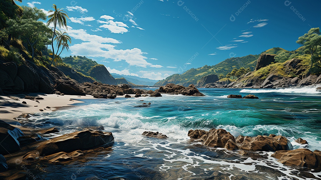 Uma cena costeira no Parque Nacional Tayrona