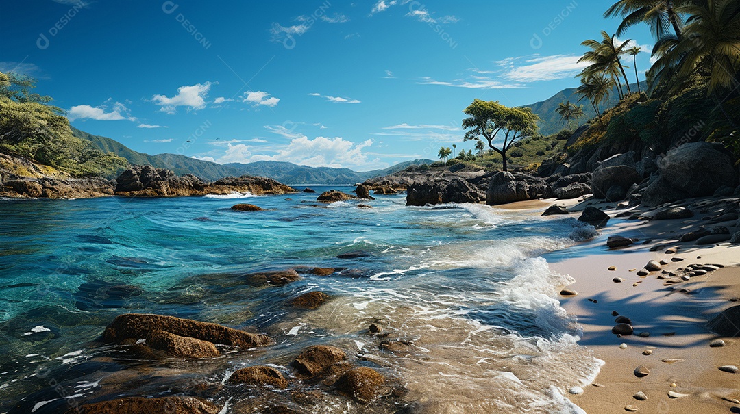 Uma cena costeira no Parque Nacional Tayrona