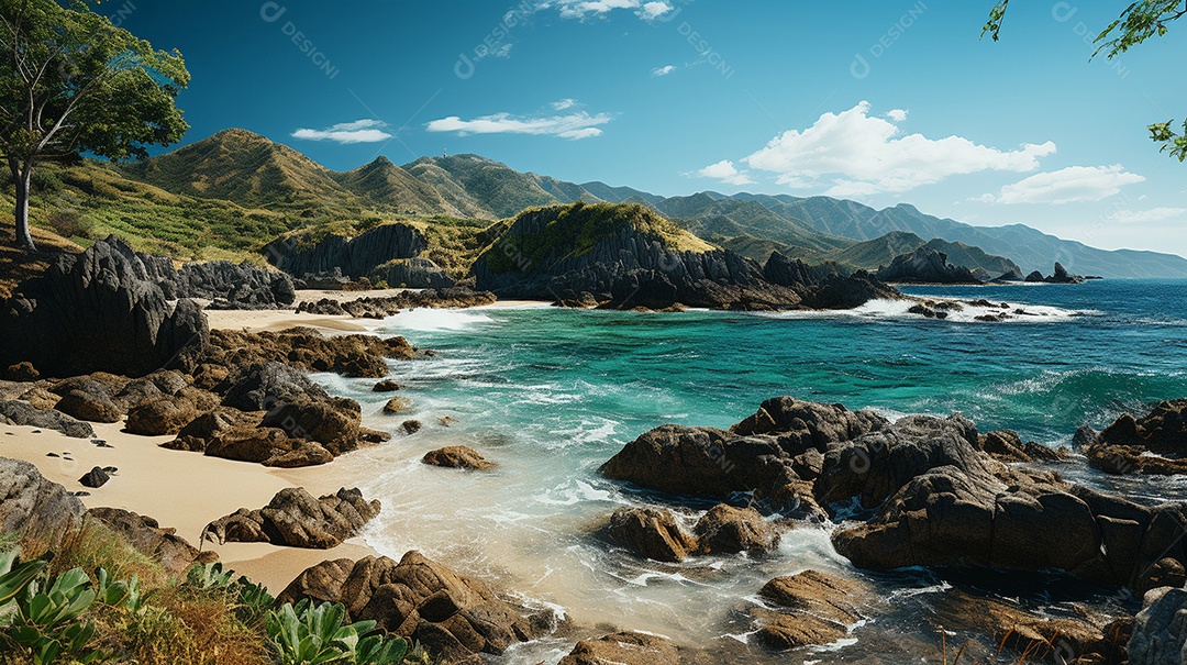 Uma cena costeira no Parque Nacional Tayrona