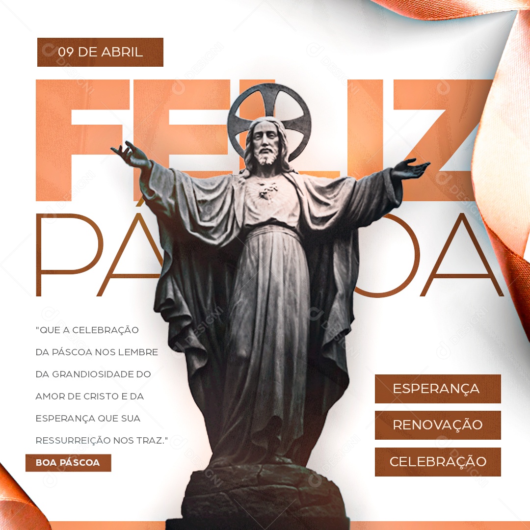 Feliz Páscoa Esperança Renovação e Celebração Social Media PSD Editável