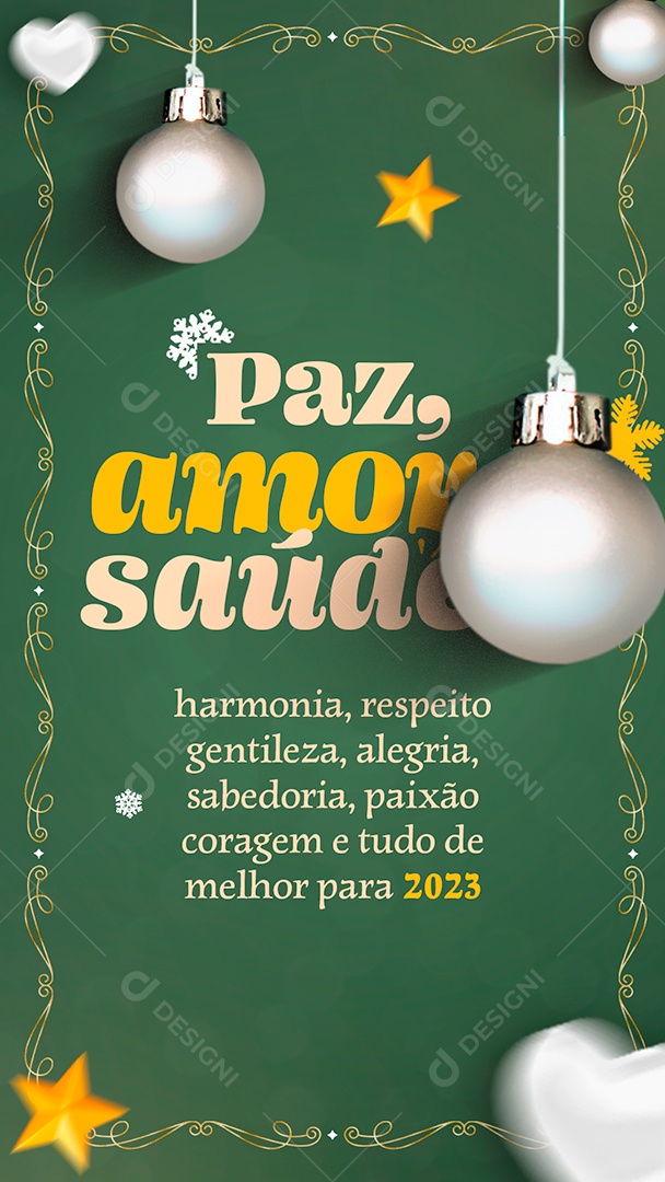 Story Feliz Ano Novo Paz Amor Saúde Harmonia Social Media PSD Editável
