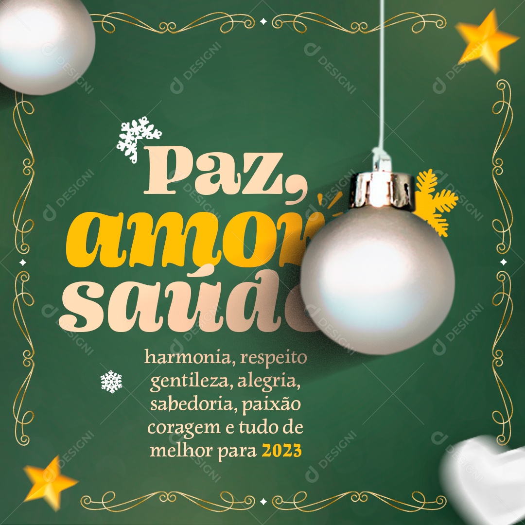 Feliz Ano Novo Paz Amor Saúde Harmonia Social Media PSD Editável