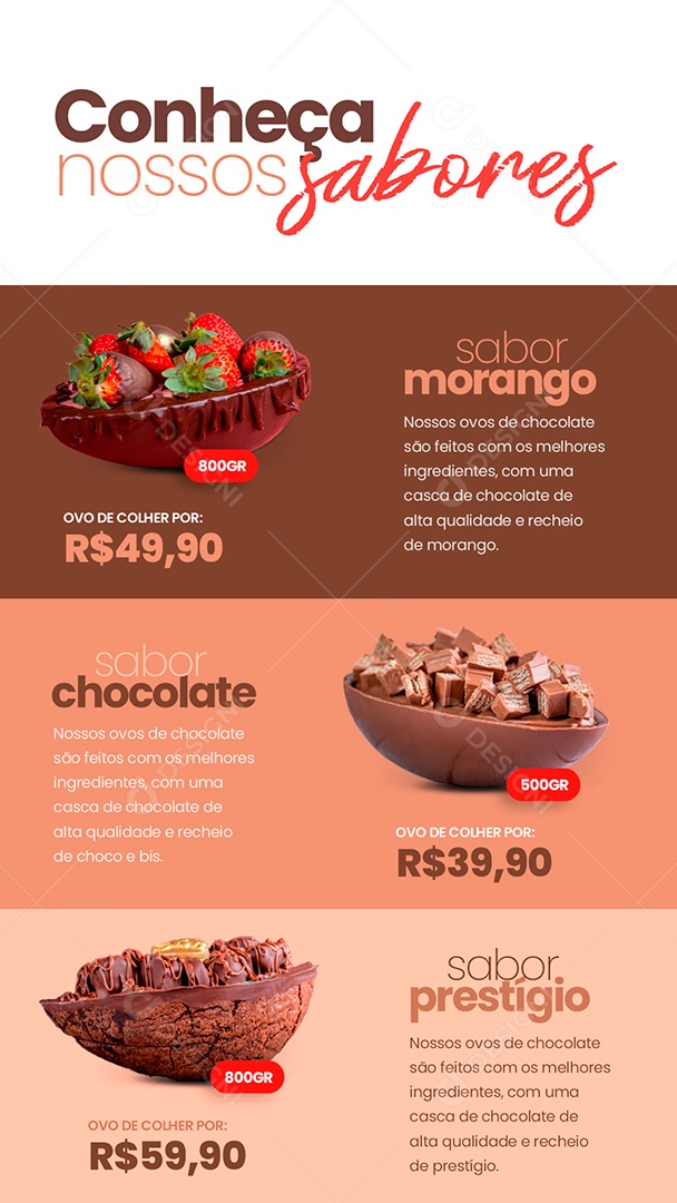 Story Ovos de Páscoa Conheça Nossos Sabores Social Media PSD Editável