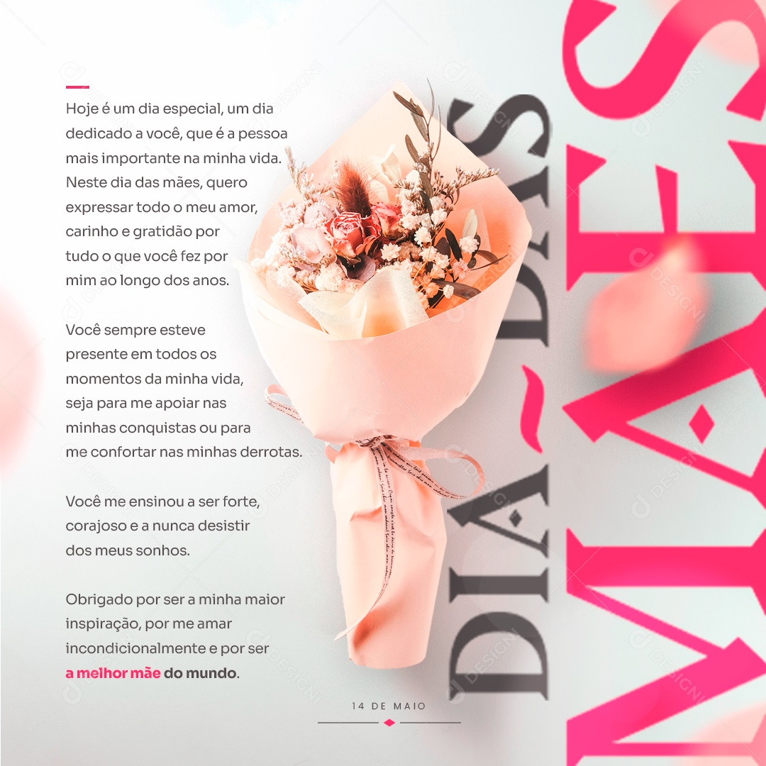 Feliz Dia Das Mães Hoje é um dia muito Especial Social Media PSD Editável