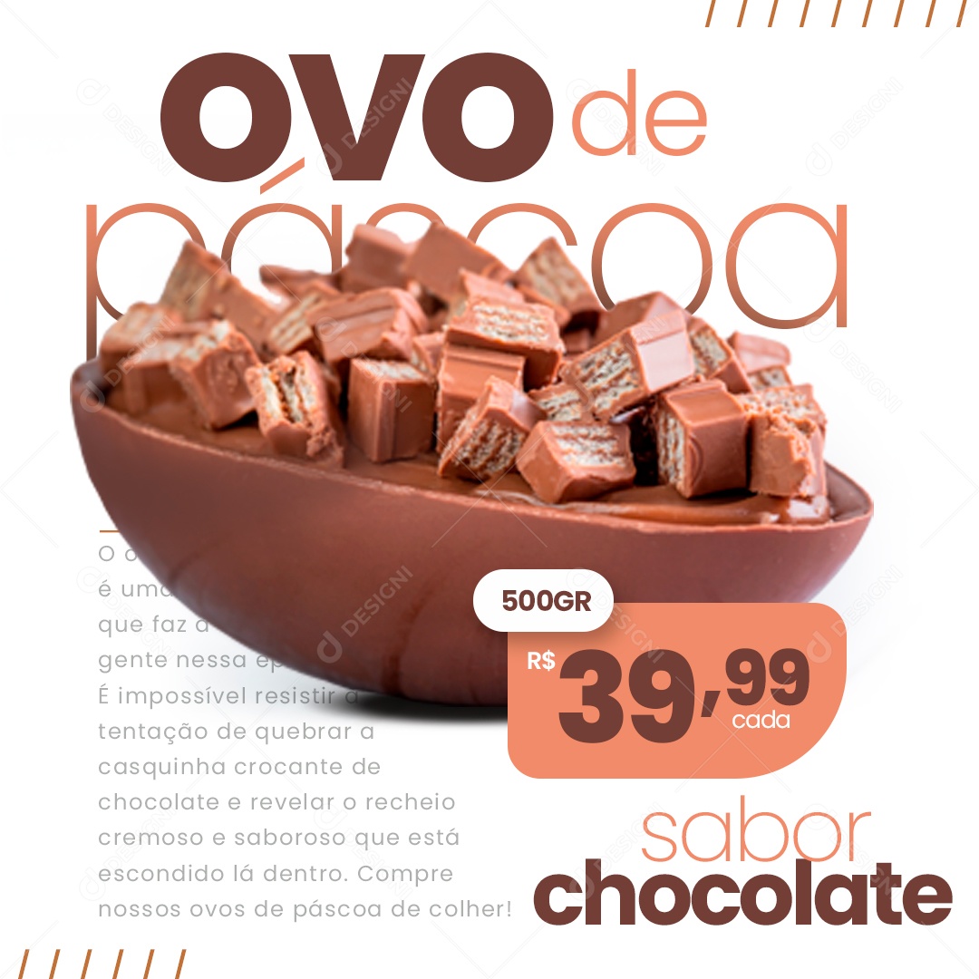 Ovo de Páscoa Sabor Chocolate 39,99 Social Media PSD Editável