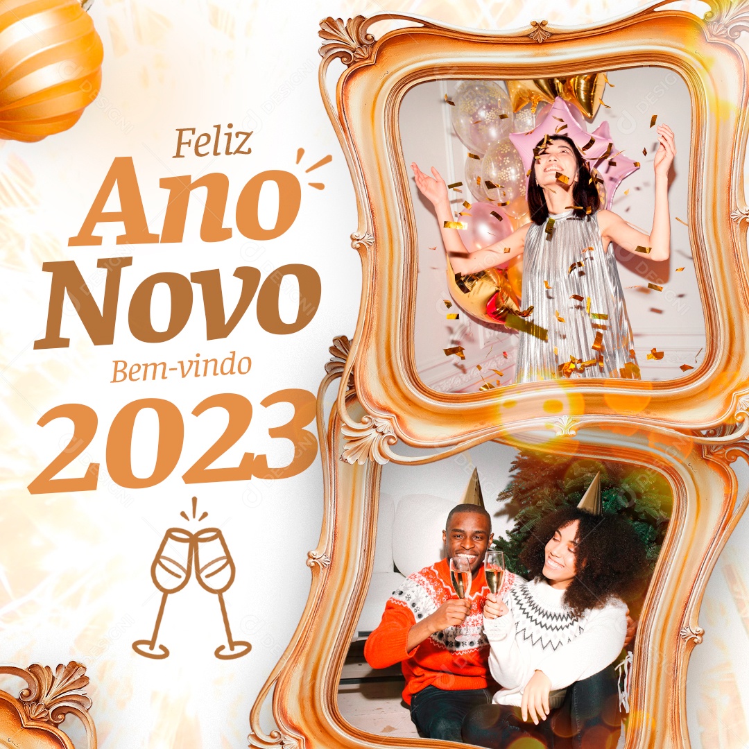 Feliz Ano Novo Bem-Vindo 2023 Social Media PSD Editável