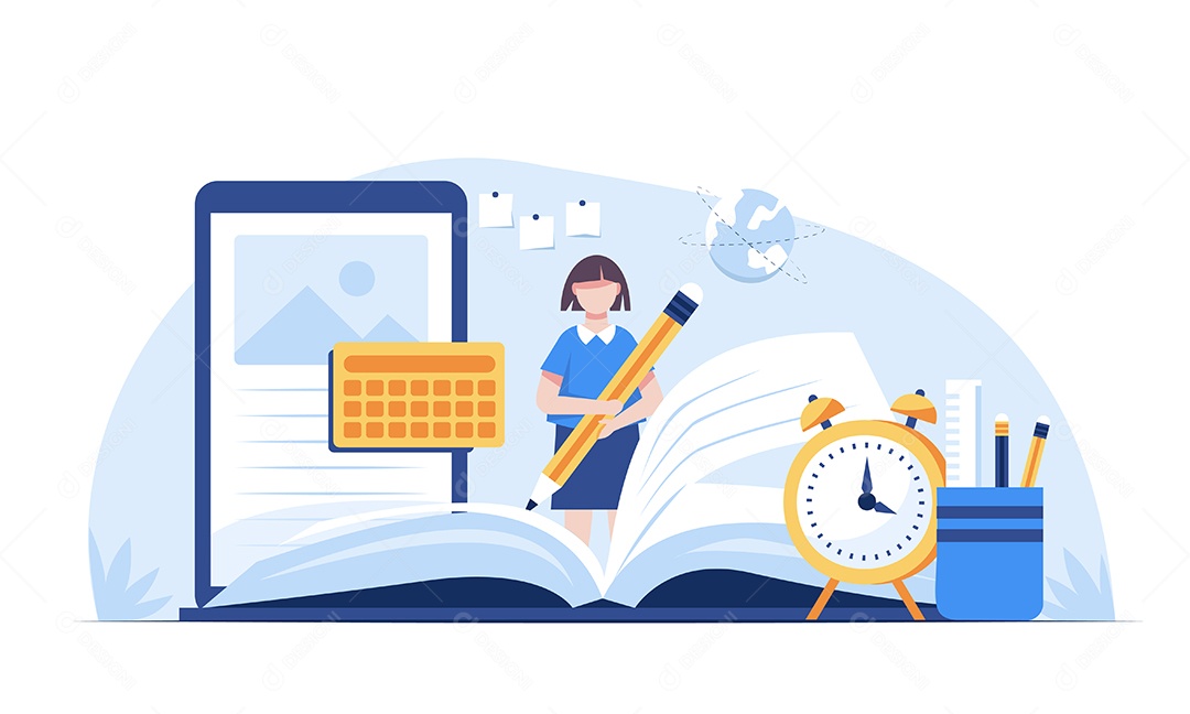 Jovem Estudando Vetor EPS