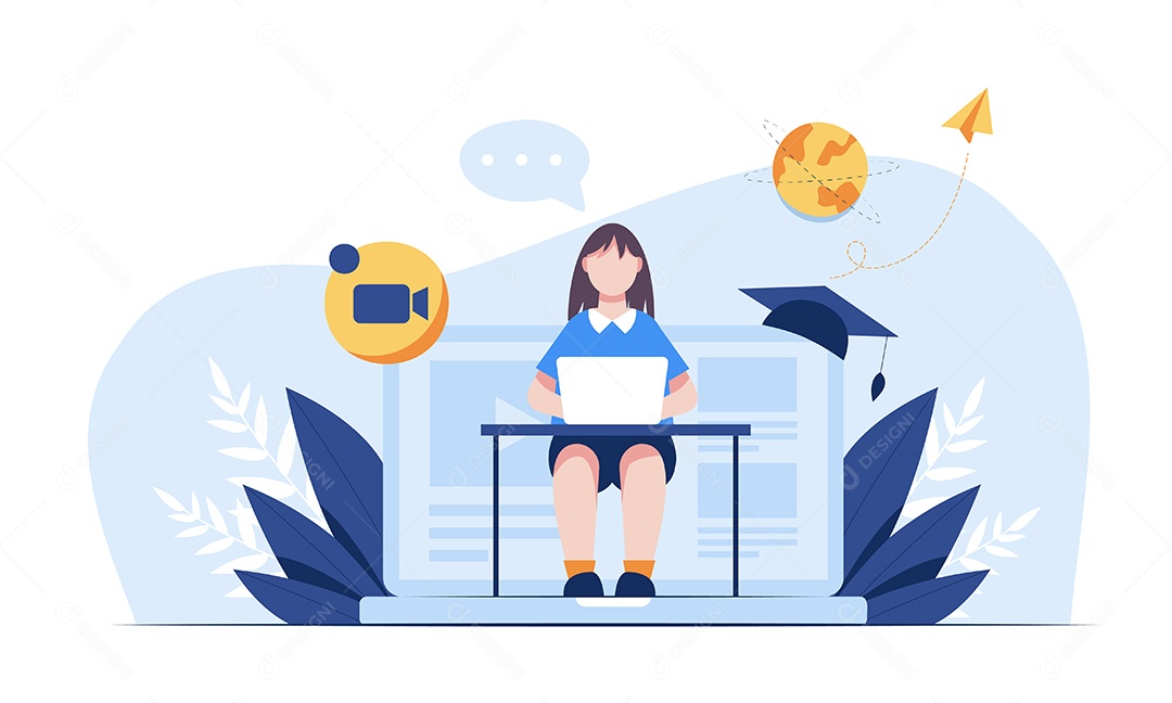 Jovem Estudando Vetor EPS