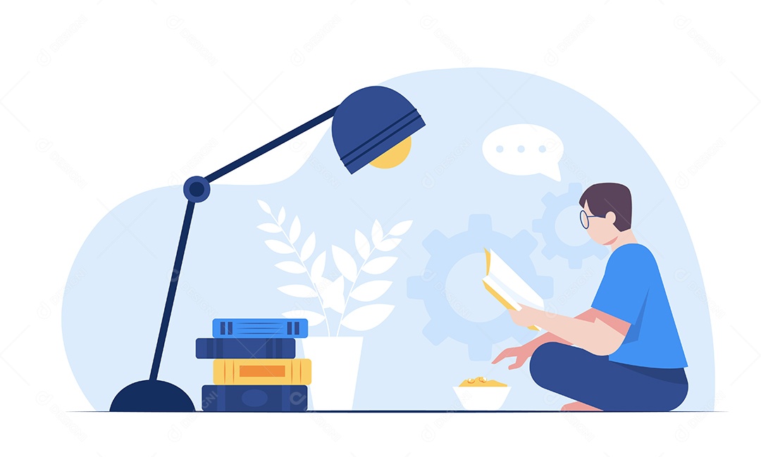 Jovem Estudando Vetor EPS