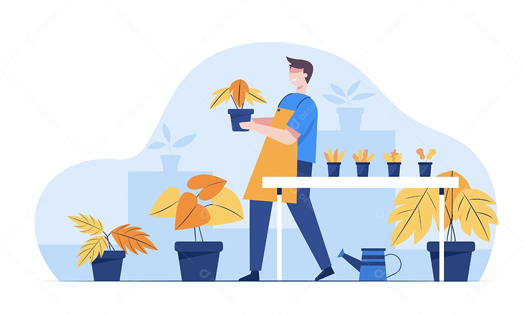 Jardineiro trabalhando Vetor EPS