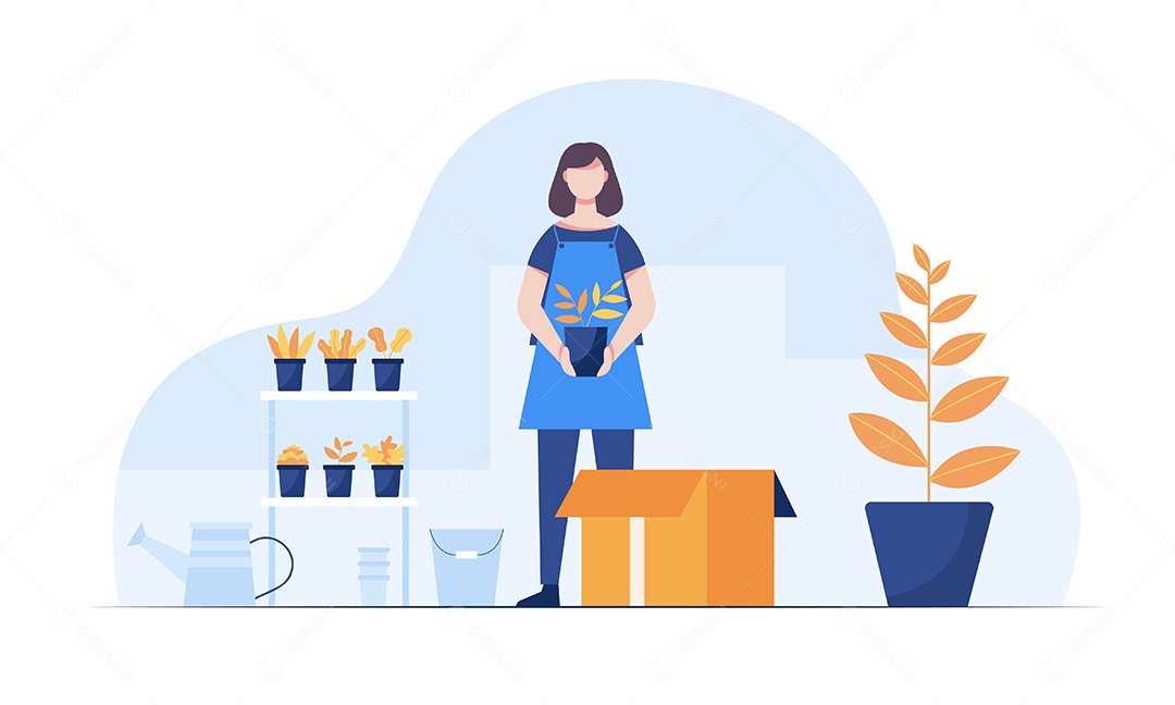 Jardineiro trabalhando Vetor EPS