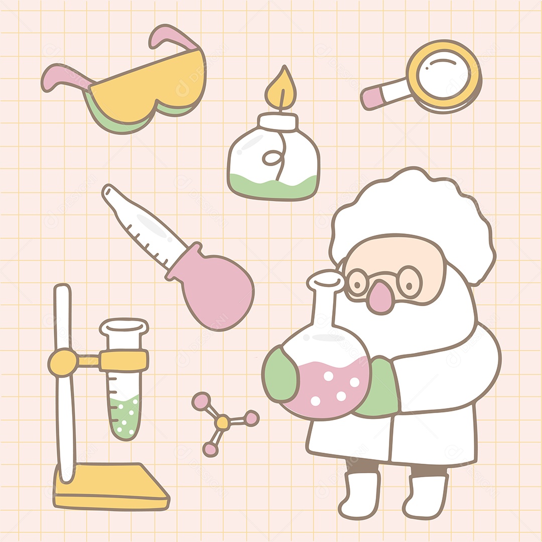 Cientista Vestindo Jaleco Branco em Laboratório Vetor EPS