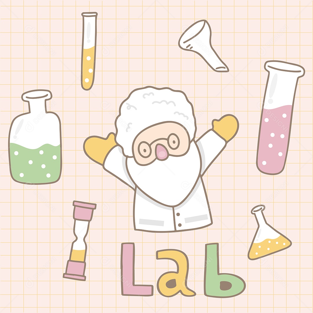 Cientista Vestindo Jaleco Branco em Laboratório Vetor EPS