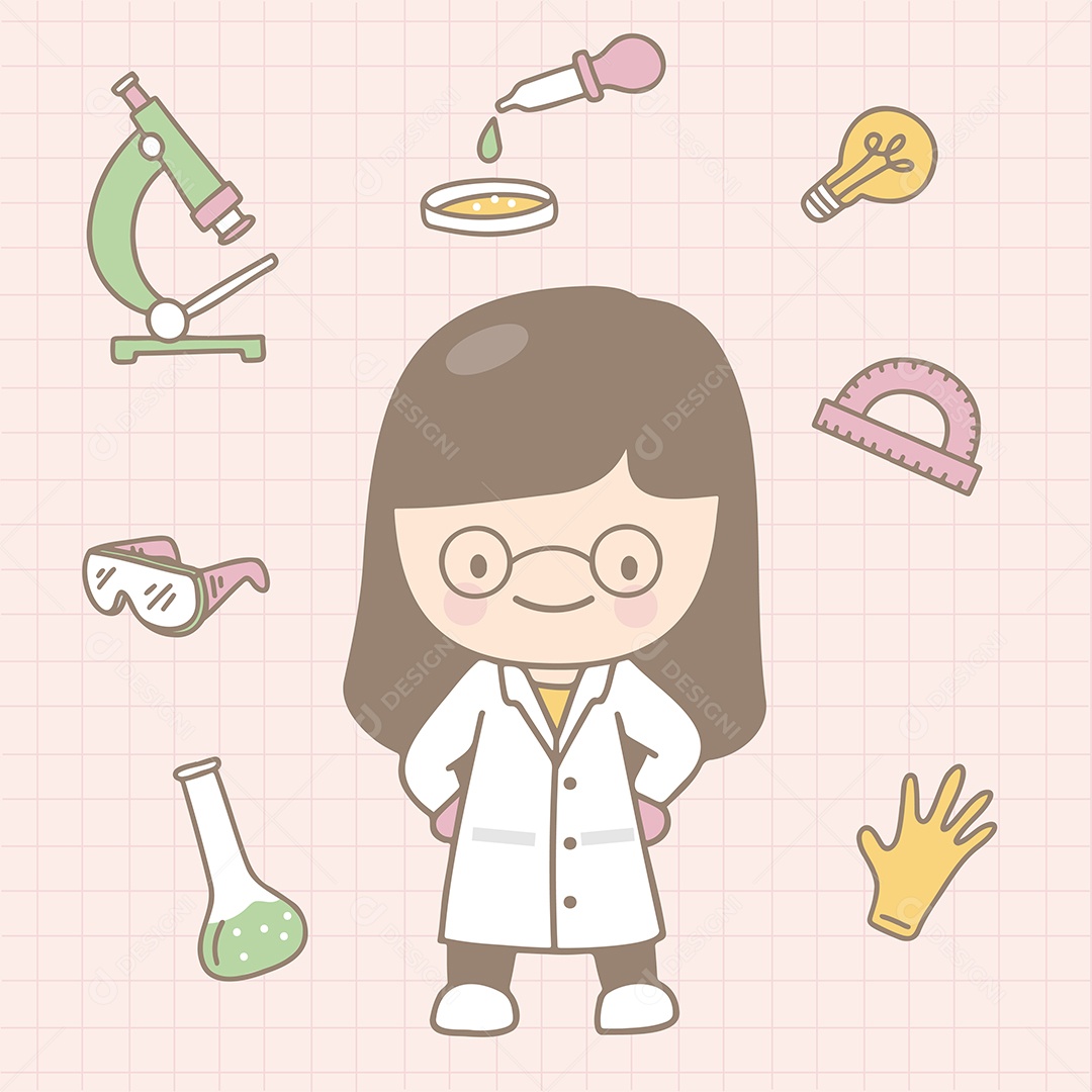 Cientista Vestindo Jaleco Branco em Laboratório Vetor EPS