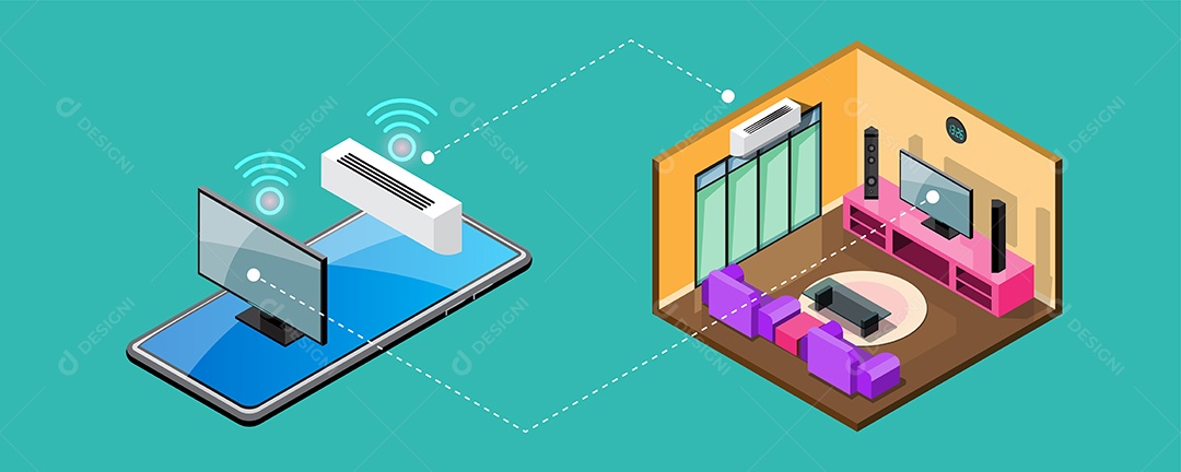 Conexão Inteligente da Internet das Coisas Vetor EPS