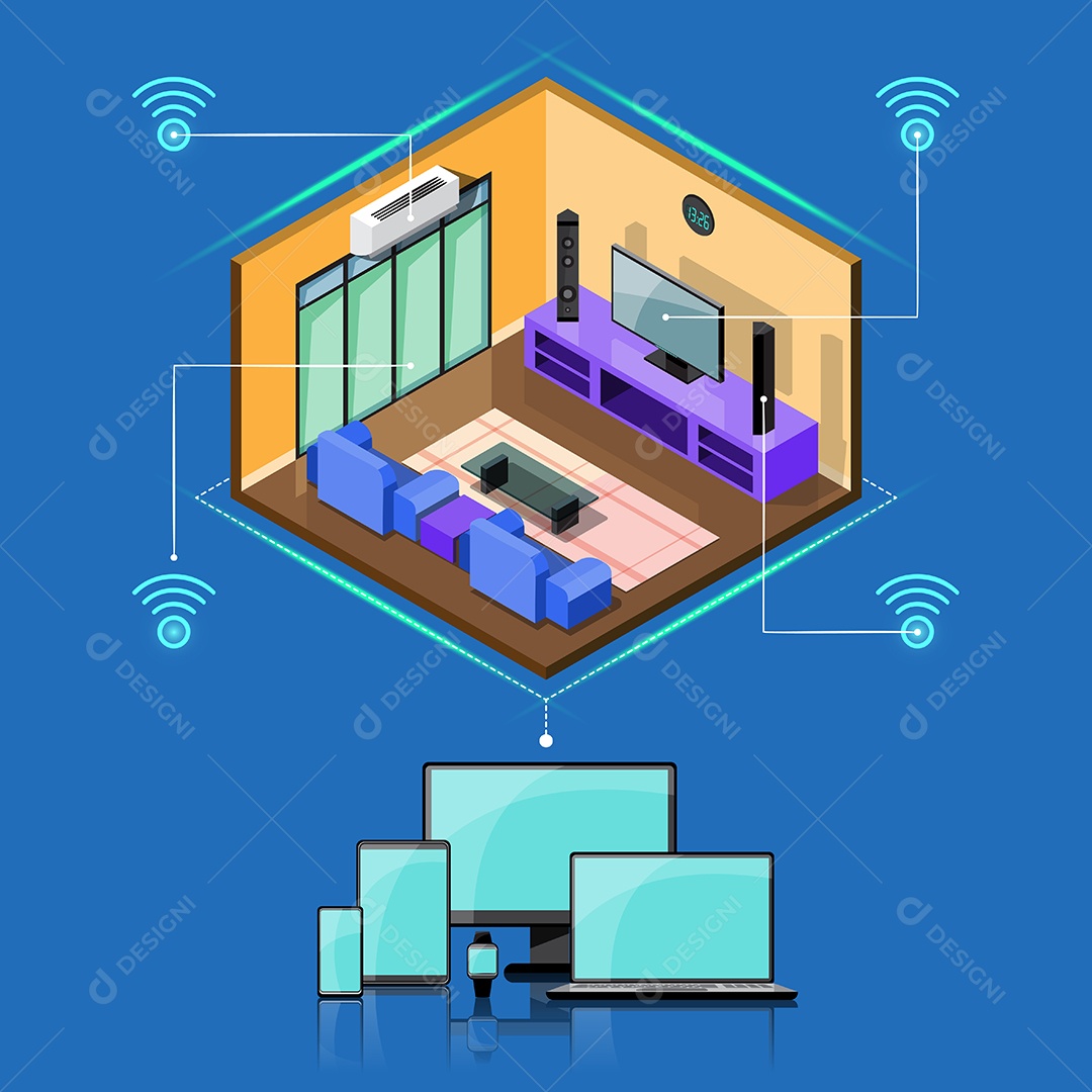 Conexão Inteligente da Internet das Coisas Vetor EPS