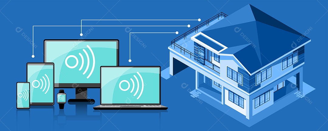 Conexão Inteligente da Internet das Coisas Vetor EPS