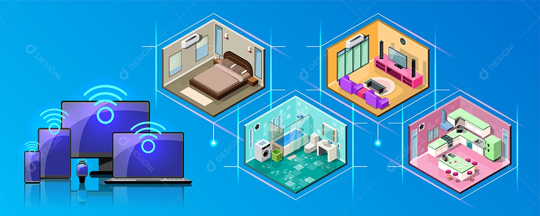 Conexão Inteligente da Internet das Coisas Vetor EPS