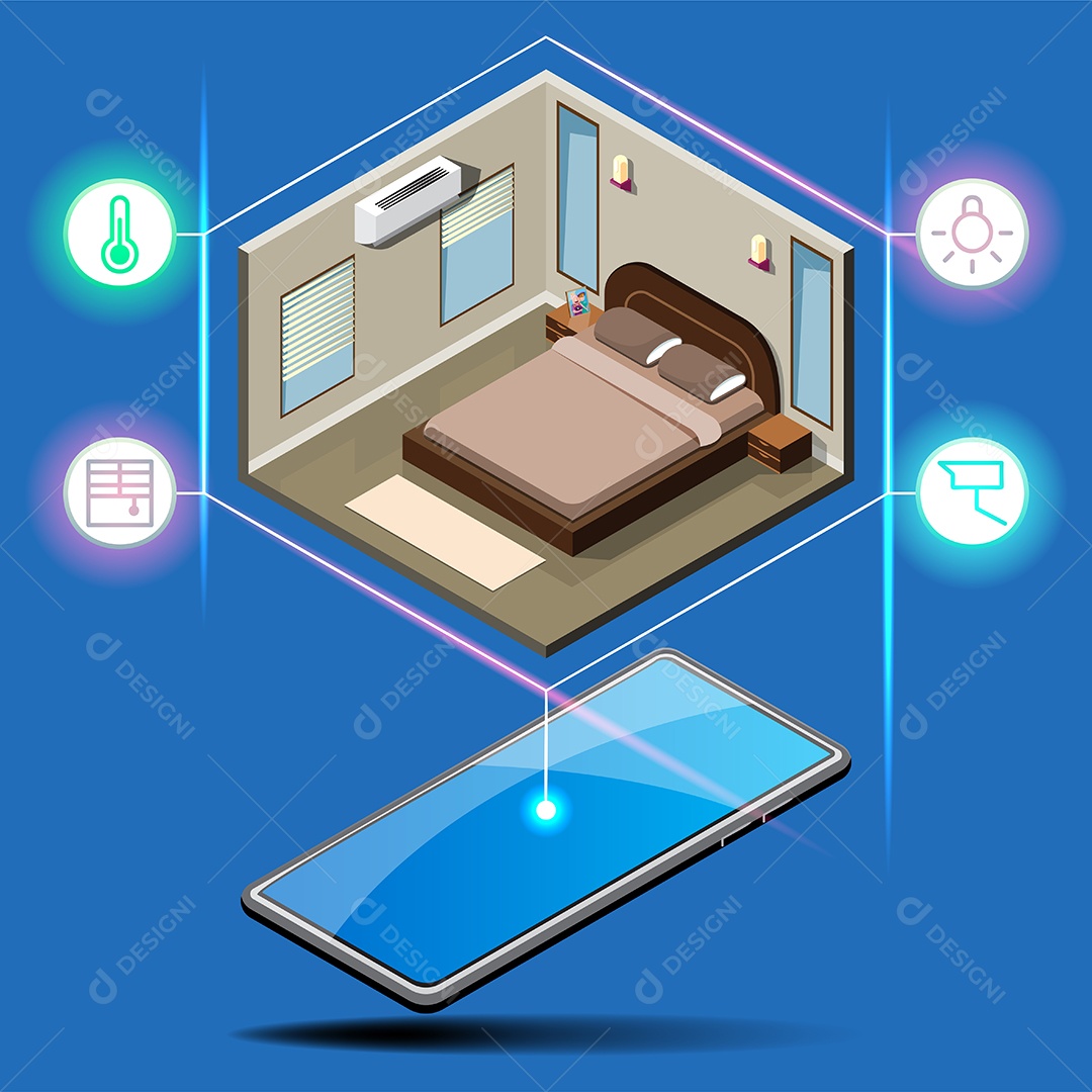 Conexão Inteligente da Internet das Coisas Vetor EPS