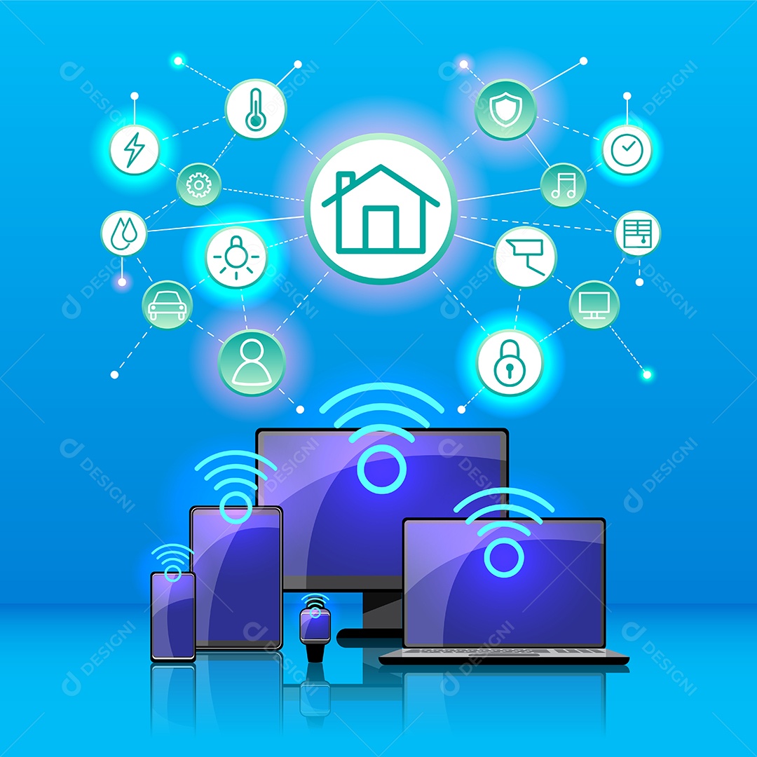 Conexão Inteligente da Internet das Coisas Vetor EPS