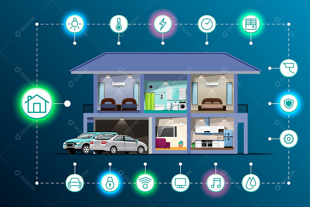 Conexão Inteligente da Internet das Coisas Vetor EPS