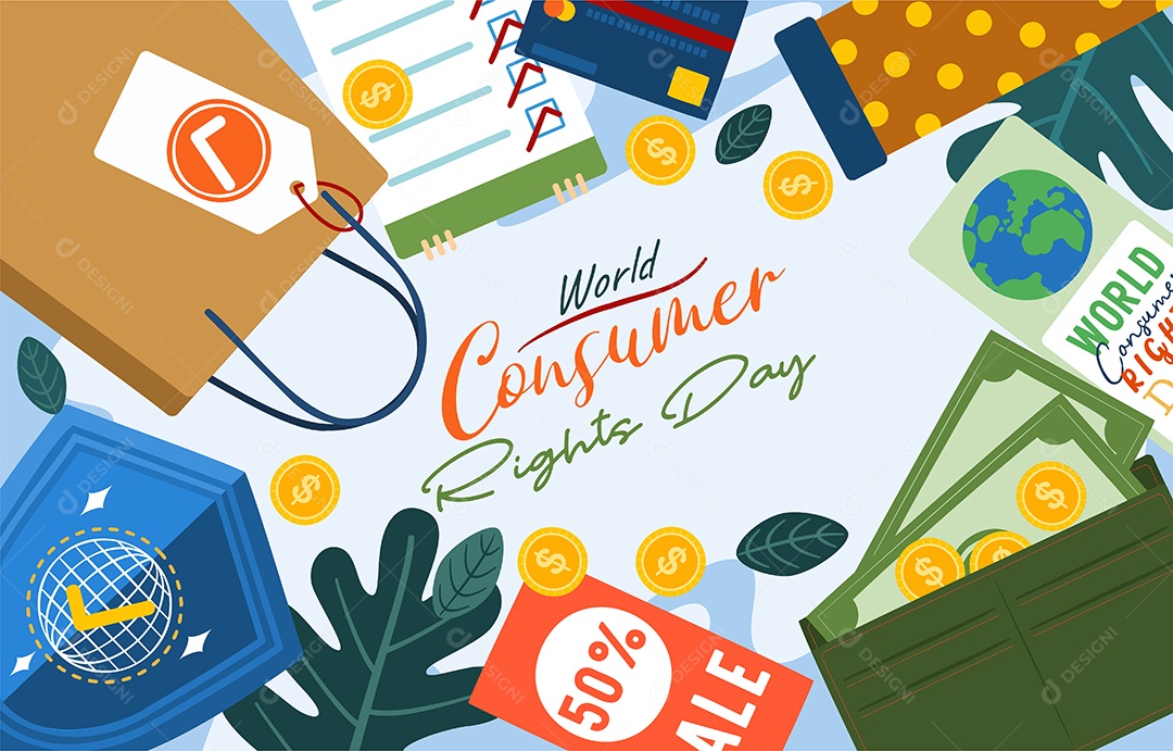 Dia Mundial dos Direitos do Consumidor Vetor EPS