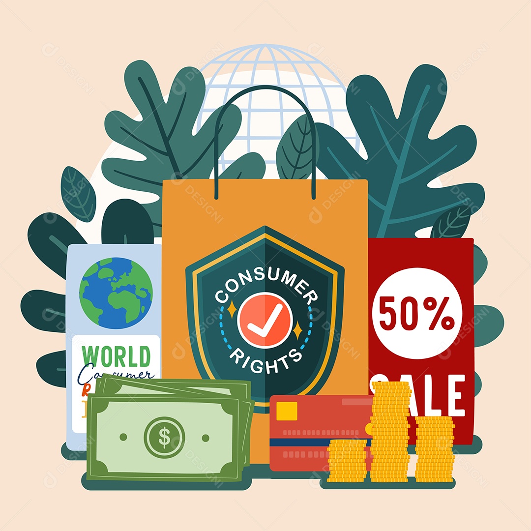 Dia Mundial dos Direitos do Consumidor Vetor EPS