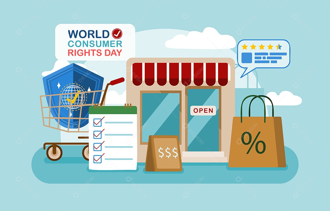 Dia Mundial dos Direitos do Consumidor Vetor EPS