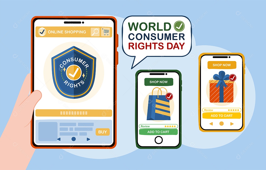 Dia Mundial dos Direitos do Consumidor Vetor EPS