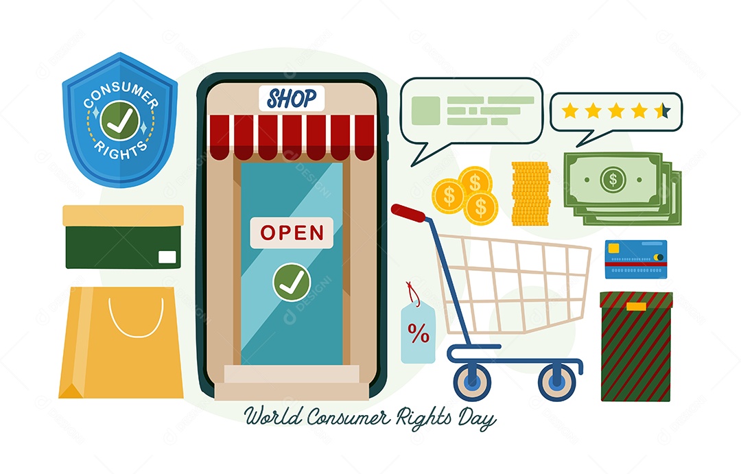 Dia Mundial dos Direitos do Consumidor Vetor EPS