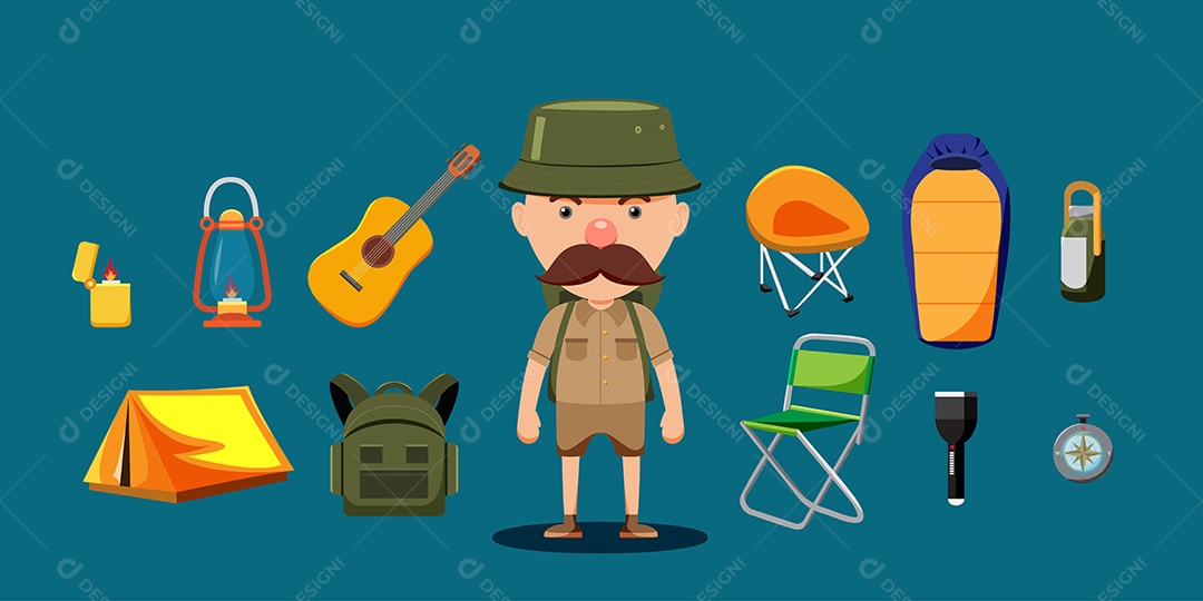 Personagem de Acampamento Vetor EPS