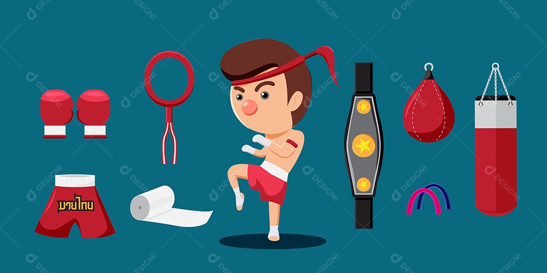 Lutador de Boxe Ilustração Vetor EPS