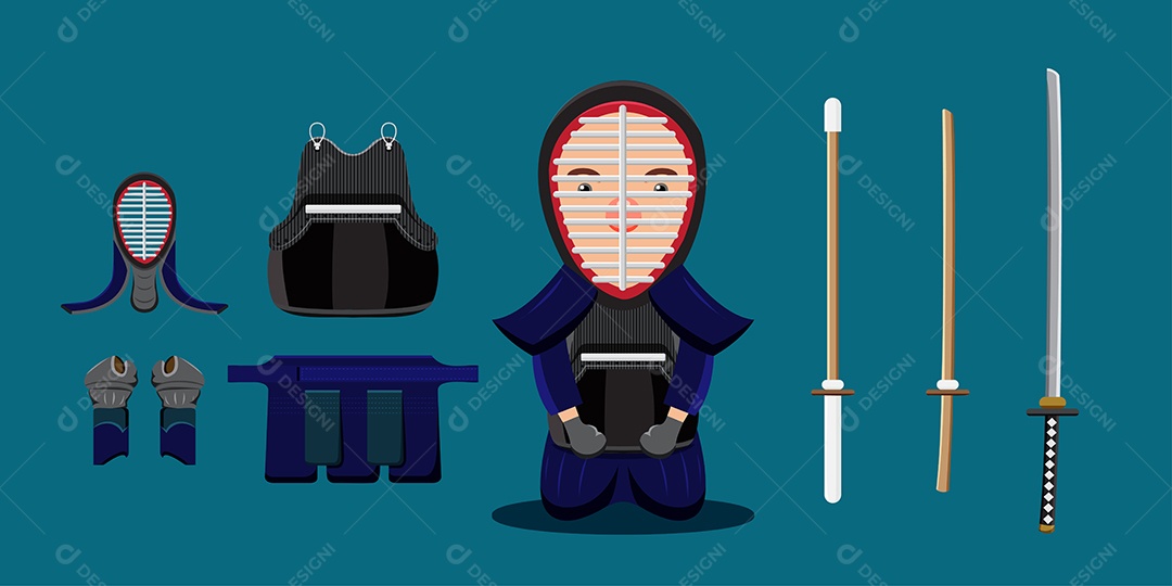 Atleta de Esgrima Ilustração Vetor EPS