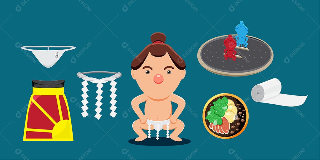 Lutador de Sumô Ilustração Vetor EPS